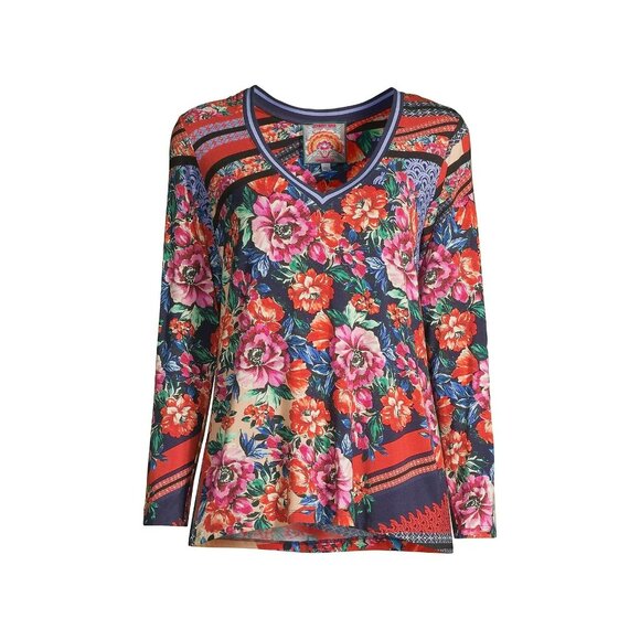 265. Johnny Was Window Favorite L/S V-Neck Tee Black Small - Picture 6 of 6